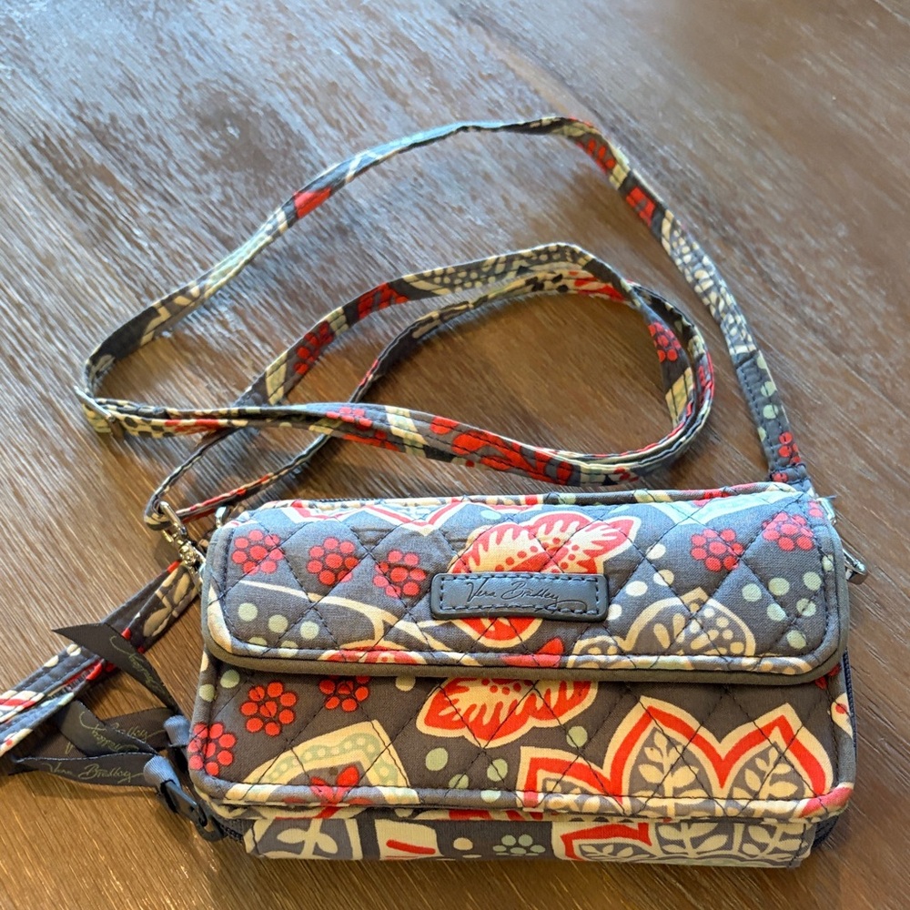 Vera Bradley Red and Gray Floral Crossbody purse
